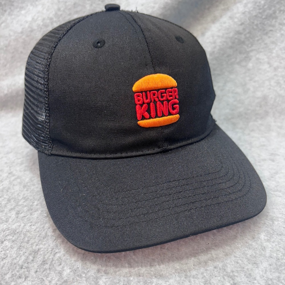 Burger King Logo Mens Black Burger King Trucker Hat Mesh Snapback OSFM